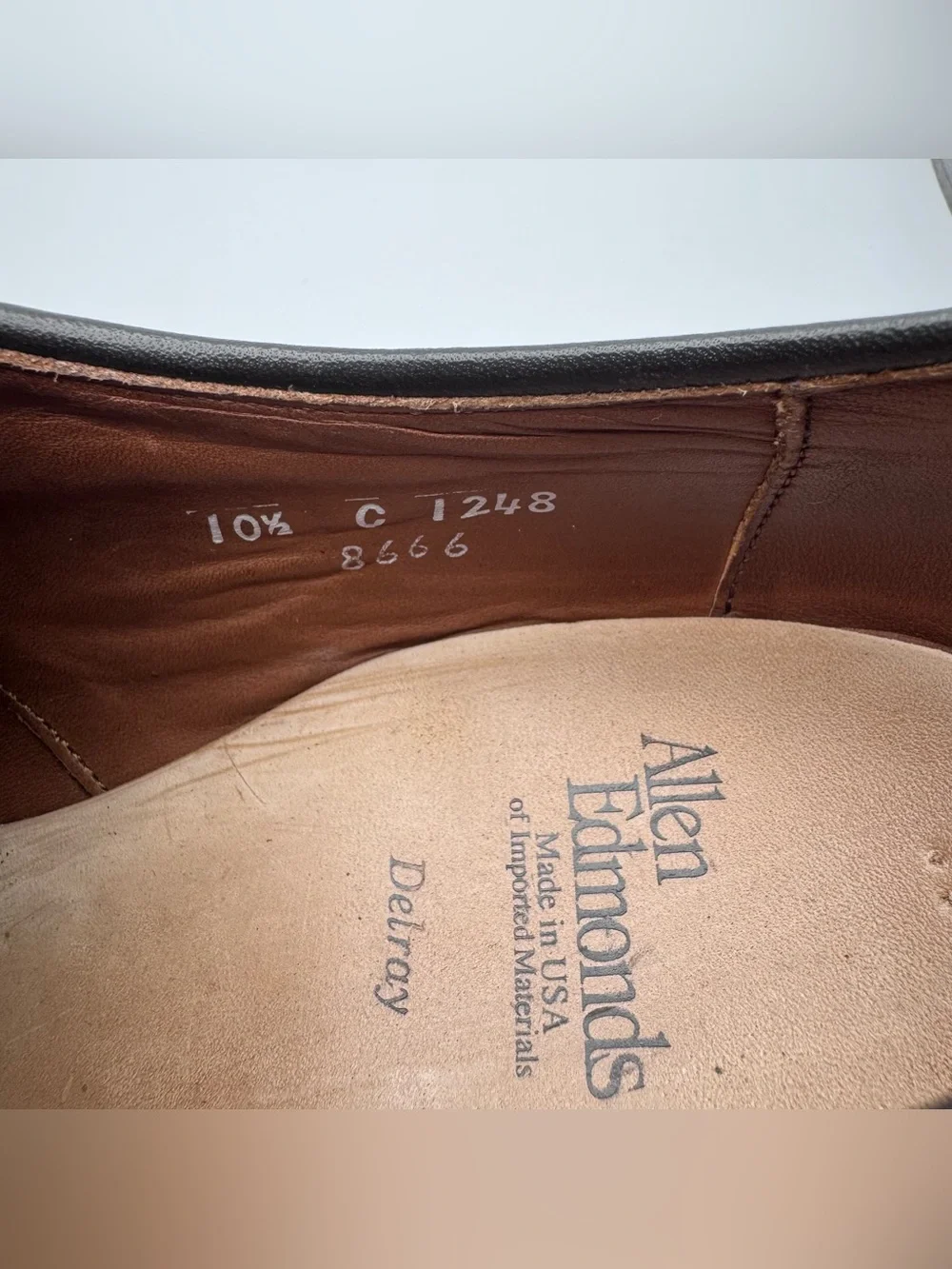 Allen Edmonds Delray Dark Brown Leather Split Toe Oxford Dress Shoes Men's 10.5C